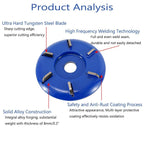Stump Remover Angle Grinder Wood Carving Disc 6 Teeth Chainsaw Mill Cutter Woodworking Blade Tools Wood Turbo Carving Disc Wood Grinding Shaping Disc Grinder Disc Arc Blade - Blue -  Inner diameter 16mm