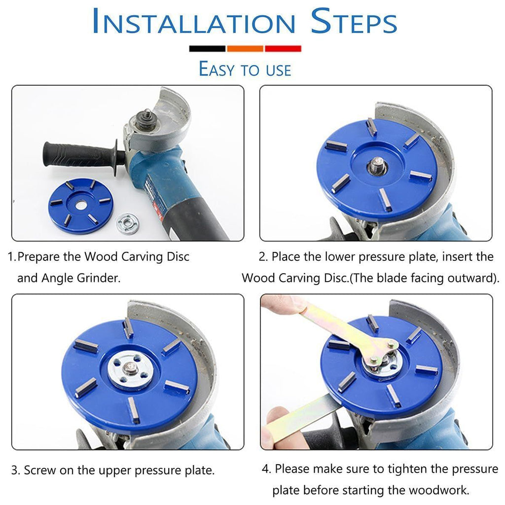 Stump Remover Angle Grinder Wood Carving Disc 6 Teeth Chainsaw Mill Cutter Woodworking Blade Tools Wood Turbo Carving Disc Wood Grinding Shaping Disc Grinder Disc Arc Blade - Blue -  Inner diameter 16mm