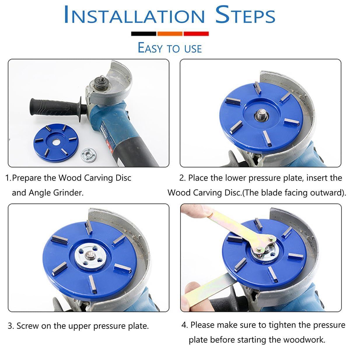 Stump Remover Angle Grinder Wood Carving Disc 6 Teeth Chainsaw Mill Cutter Woodworking Blade Tools Wood Turbo Carving Disc Wood Grinding Shaping Disc Grinder Disc Arc Blade - Blue -  Inner diameter 16mm