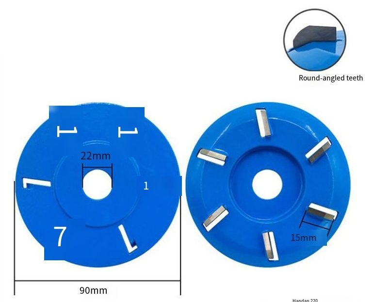 Stump Remover Angle Grinder Wood Carving Disc 6 Teeth Chainsaw Mill Cutter Woodworking Blade Tools Wood Turbo Carving Disc Wood Grinding Shaping Disc Grinder Disc Arc Blade - Blue - Inner diameter 22mm