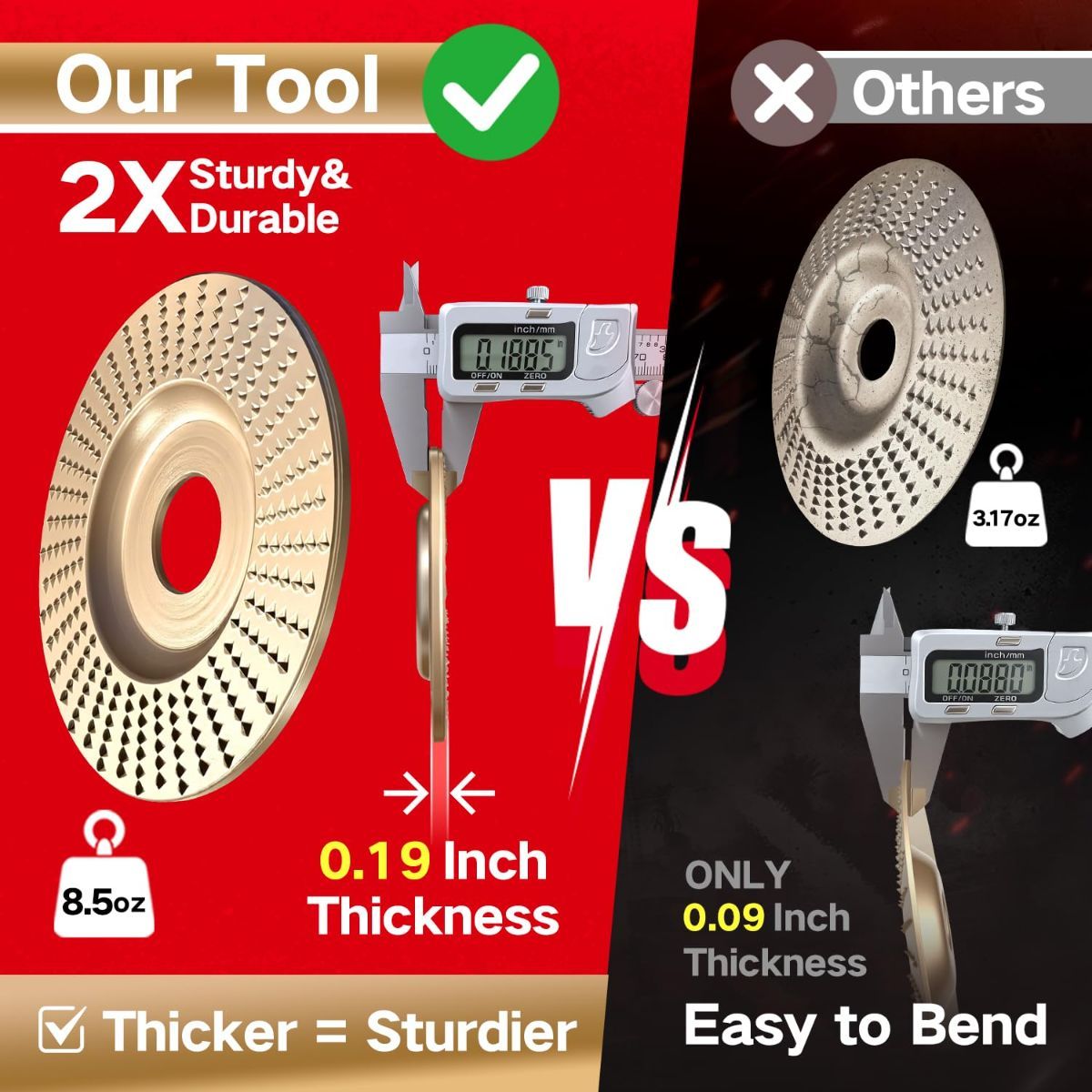 5PCS Angle Grinder Wood Carving Disc Set, Polishing Wheel Pad Sanding Disc for Wood, Stump Grinder Tool Grinding Shaping Disk, Cutting Wheel for 4 1/2 Angle Grinder Attachments Rotary Tool