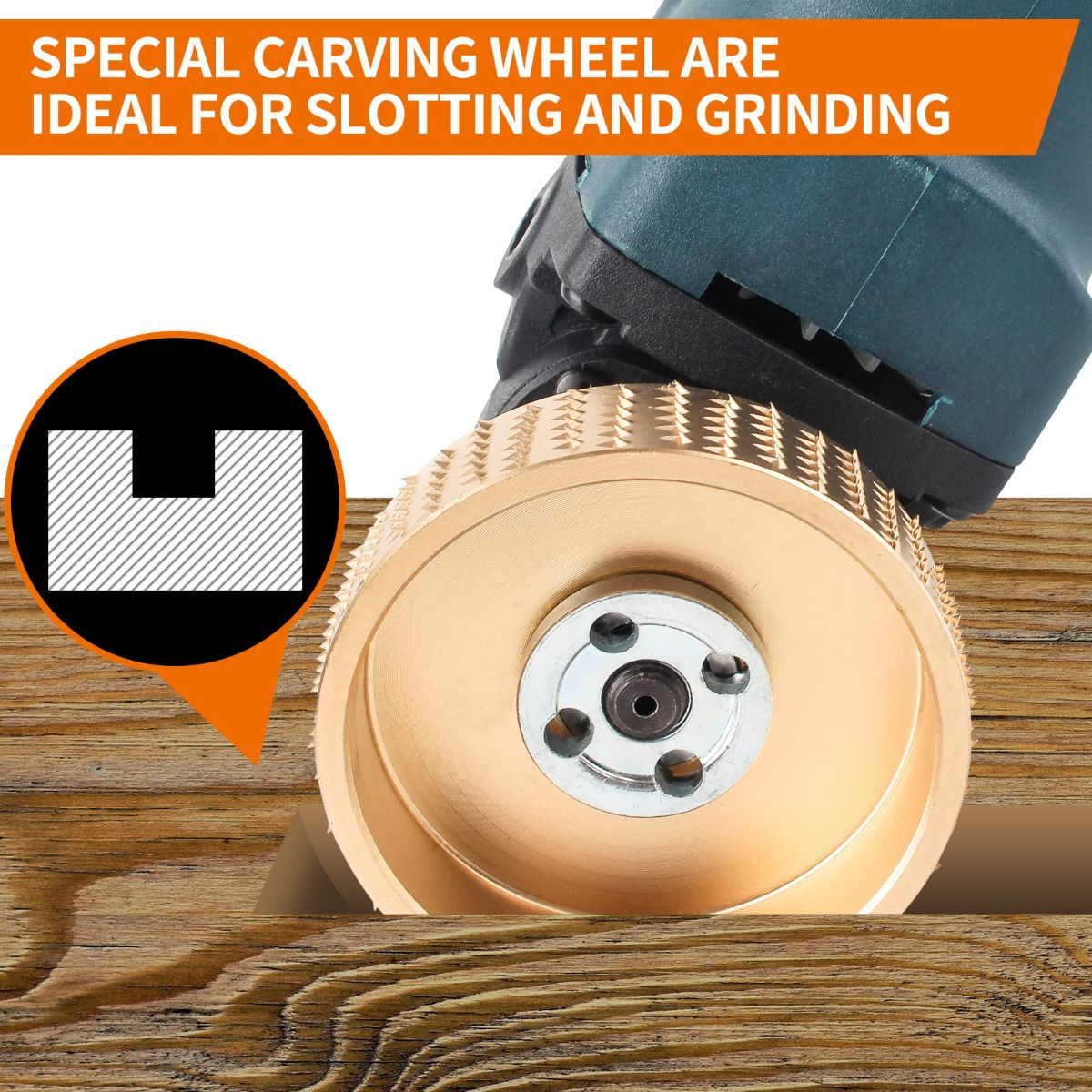5PCS Angle Grinder Wood Carving Disc Set, Polishing Wheel Pad Sanding Disc for Wood, Stump Grinder Tool Grinding Shaping Disk, Cutting Wheel for 4 1/2 Angle Grinder Attachments Rotary Tool
