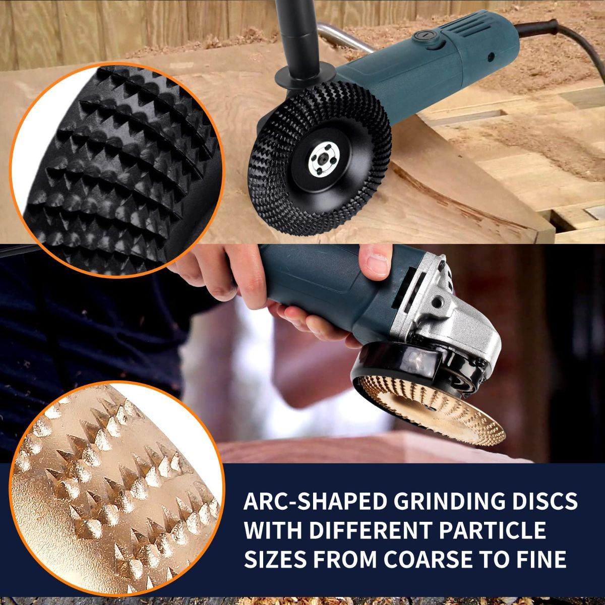 5PCS Angle Grinder Wood Carving Disc Set, Polishing Wheel Pad Sanding Disc for Wood, Stump Grinder Tool Grinding Shaping Disk, Cutting Wheel for 4 1/2 Angle Grinder Attachments Rotary Tool