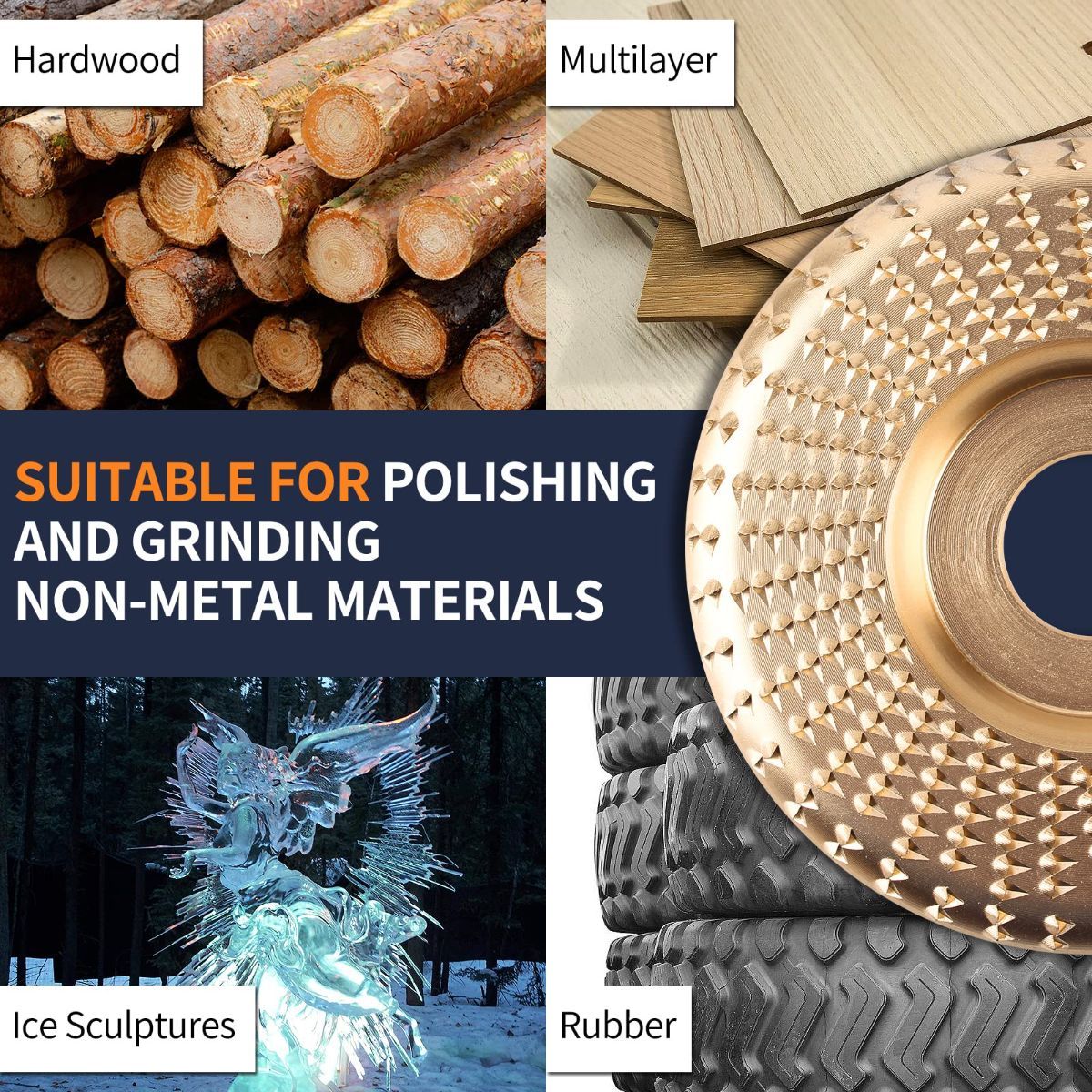 5PCS Angle Grinder Wood Carving Disc Set, Polishing Wheel Pad Sanding Disc for Wood, Stump Grinder Tool Grinding Shaping Disk, Cutting Wheel for 4 1/2 Angle Grinder Attachments Rotary Tool