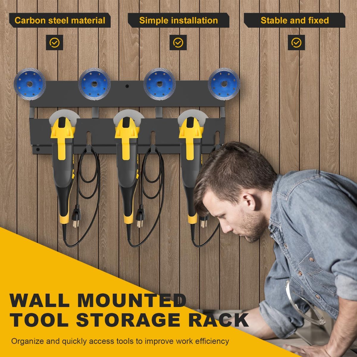 Angle Grinder Holder, Carbon Steel Angle Grinder Stand, Tool Holder Wall Mount, Efficient Angle Grinder Bracket, Versatile Angle Grinder Rack for Angle Grinder Tools Flap Cutting Discs