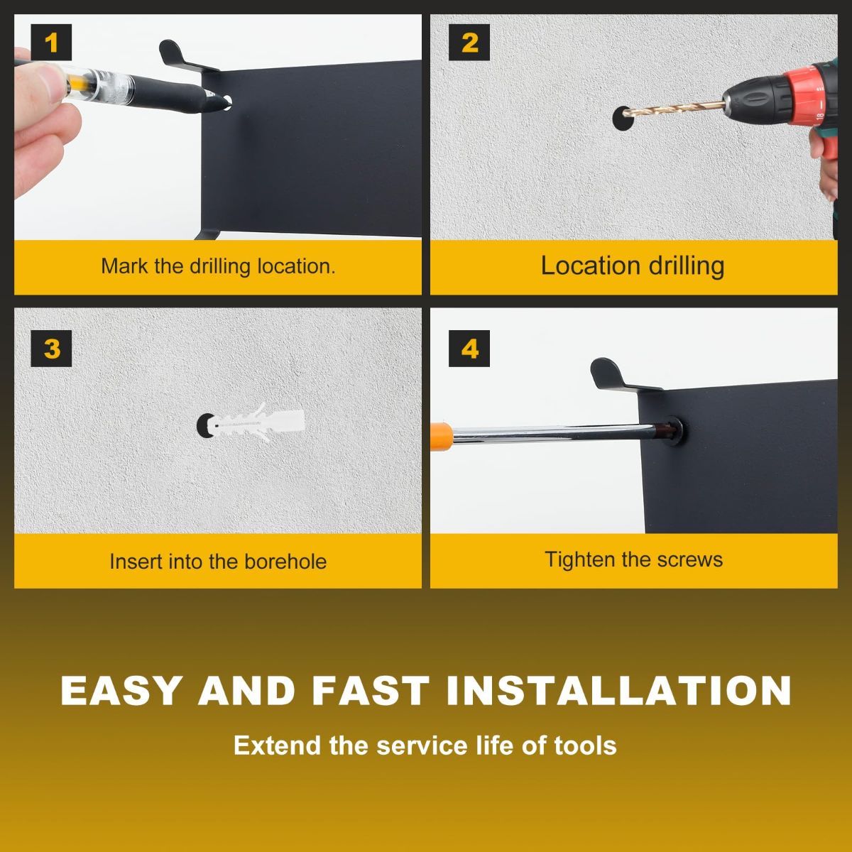 Angle Grinder Holder, Carbon Steel Angle Grinder Stand, Tool Holder Wall Mount, Efficient Angle Grinder Bracket, Versatile Angle Grinder Rack for Angle Grinder Tools Flap Cutting Discs