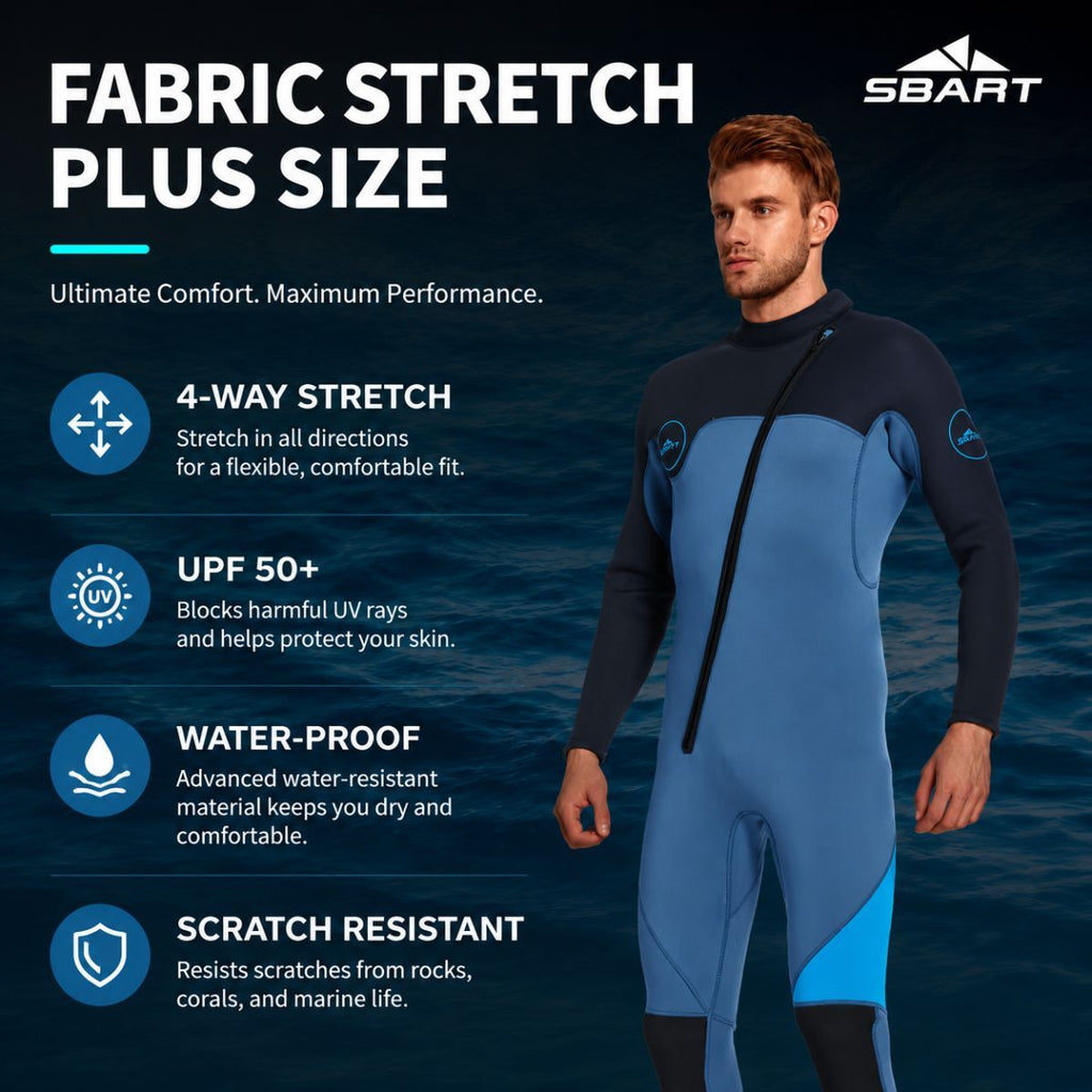 3MM Men's Full Wetsuit – 4-Way Stretch, UPF 50+, Thermal & Scratch Resistant for Diving & Surfing - Black - Size XXL
