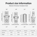 16Pcs 1/2",1/4" and 3/8" Square Drive Adapters, Double-Head External Square Internal Hexagonal Connector