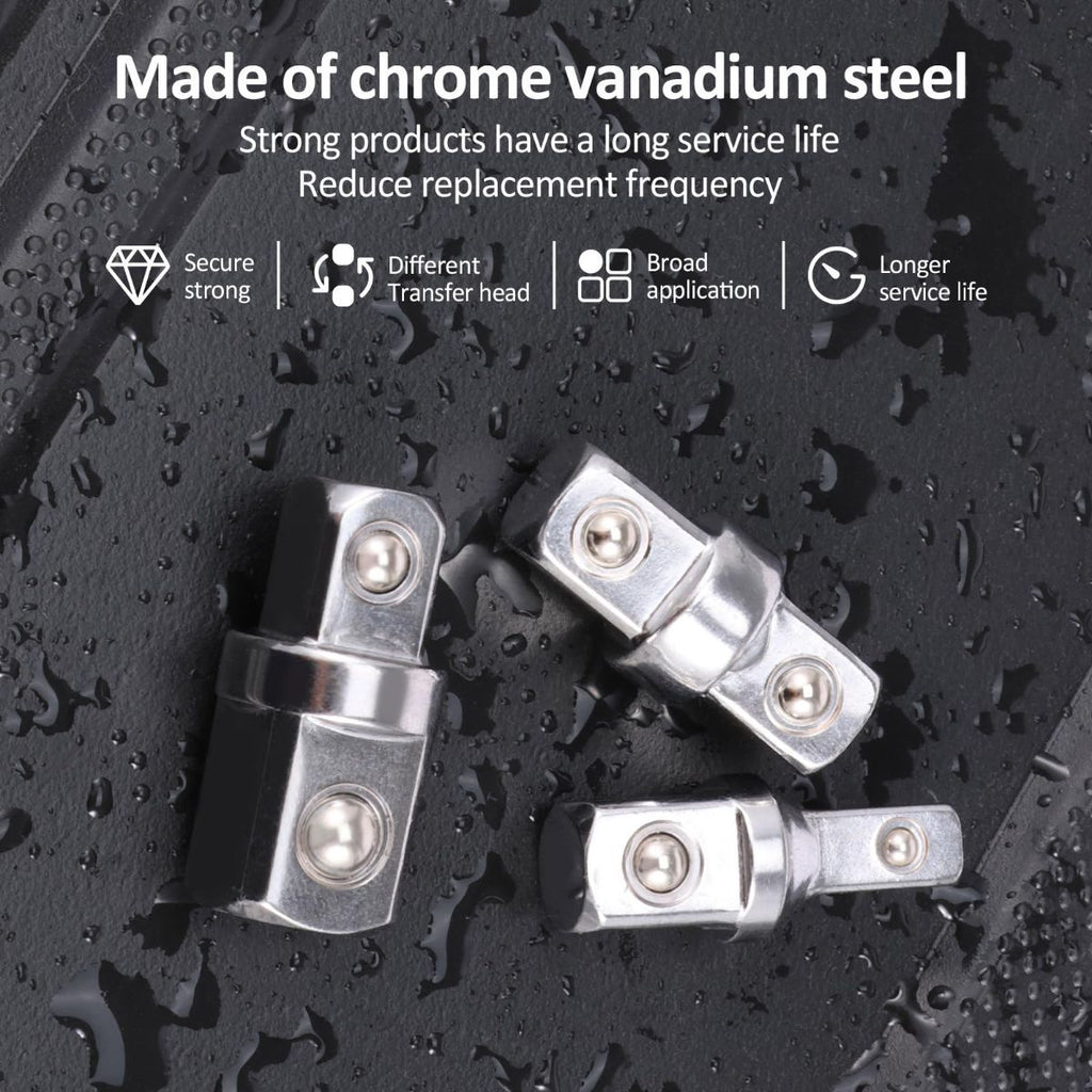 16Pcs 1/2",1/4" and 3/8" Square Drive Adapters, Double-Head External Square Internal Hexagonal Connector