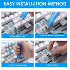 100 PCS Blue Mechanical Keyboard Switches Clickers with Upgraded 4-Claw Switch Puller & Brush, Dustproof Clicky Tactile Switches for Gaming Keyboards, 3D Prints