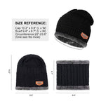 Warm Winter Beanie Hat & Scarf Set Stylish Knit Skull Cap for Men Women - Black - Size M