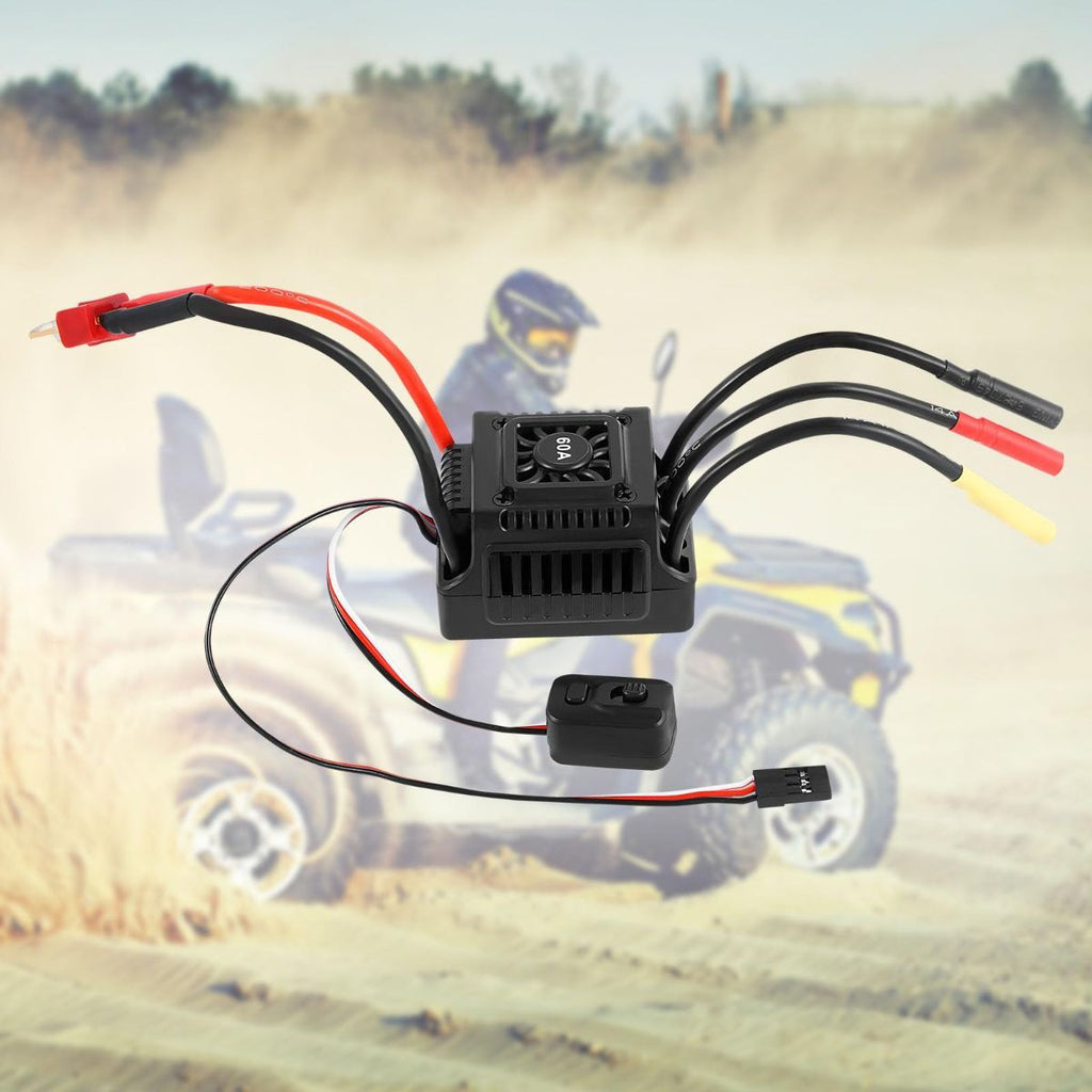 New Brushless Sensorless ESC, 60A Waterproof Dustproof Brushless Smart ESC, Sensorless Motor Combo, Multiple Protection Brushless ESC for 1/10 RC Car Truck Outdoor (T Plug)