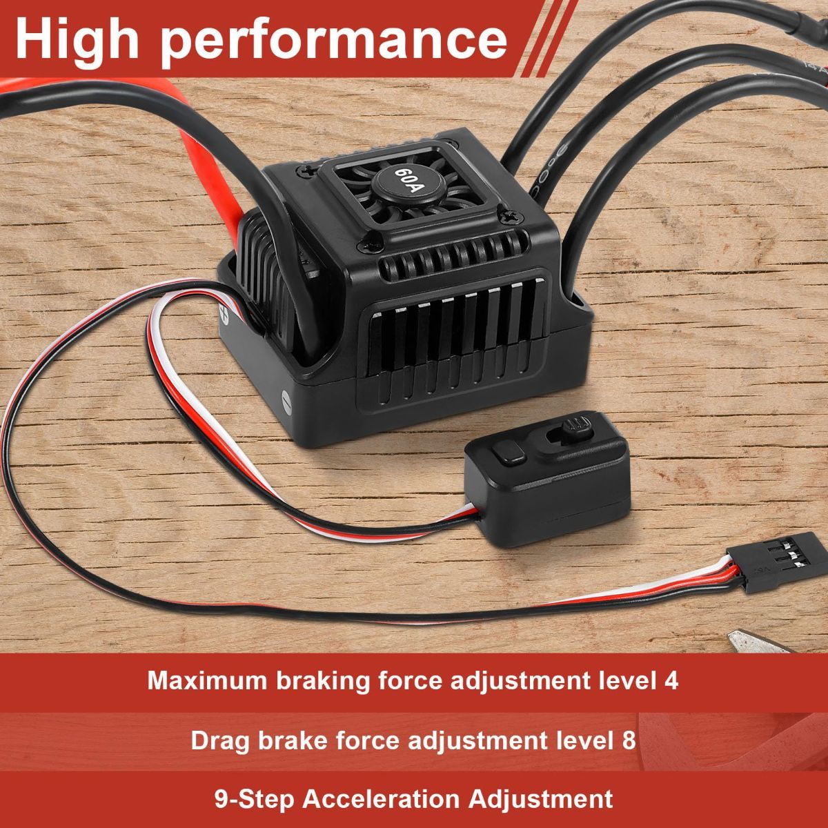 New Brushless Sensorless ESC, 60A Waterproof Dustproof Brushless Smart ESC, Sensorless Motor Combo, Multiple Protection Brushless ESC for 1/10 RC Car Truck Outdoor (T Plug)