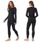 Cuddl Duds Womens Heavyweight Cold Weather Fleece Lined Thermal Set – Long Sleeve Top & Leggings - Winter Lounge Sets - White - Size M
