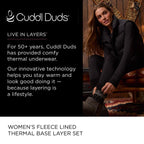 Cuddl Duds Womens Heavyweight Cold Weather Fleece Lined Thermal Set – Long Sleeve Top & Leggings - Winter Lounge Sets - White - Size M