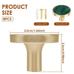 8Pcs Drawer Knob Set, Zinc Alloy Dresser Pull with Screws, Decorative Drawer Handle, Exquisite Furniture Knob for Closet Dresser Door - Green - Size 22mm