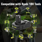 18V P108 Ryobi 18V Battery Replacement P117 Charger Lithium-Ion Battery Power - Black - Size 3000mAh