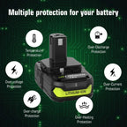 18V P108 Ryobi 18V Battery Replacement P117 Charger Lithium-Ion Battery Power - Black - Size 4000mAh