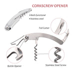 Wine Accessories Gift Set (Black), 5-Piece Bottle Corkscrew Opener Kit with Novelty Bottle-Shaped Case, Valentine's Day Gift for Wine Lovers