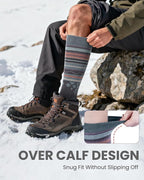 OutdoorMaster Ski Socks 4-Pack Merino Wool, Over The Calf Non-Slip Cuff for Men & Women