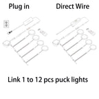 Linkable Under Cabinet LED Lighting 12V Dimmable Puck Lights with Wireless RF Remote Control, Hardwired & AU Wall Plug in for Counter Lighting(6 Lights, Natural White)