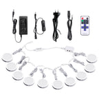 Linkable Under Cabinet LED Lighting 12V Dimmable Puck Lights with Wireless RF Remote Control, Hardwired & AU Wall Plug in for Furniture Cupboard Lighting(10 Lights, Natural White 4000K)