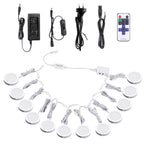 Linkable Under Cabinet LED Lighting 12V Dimmable Puck Lights with Wireless RF Remote Control, Hardwired & AU Wall Plug in for Kitchen Mood Lighting (4000K Natural White, 12 Lights Kit)