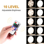 Linkable Under Cabinet LED Lighting 12V Dimmable Puck Lights with Wireless RF Remote Control, Hardwired & AU Wall Plug in for Kitchen Mood Lighting (4000K Natural White, 12 Lights Kit)