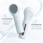 Silicone Facial Cleansing Brush Sonic Vibration Heating Waterproof Rechargeable-BEIGE