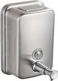Durable commercial wall-mounted stainless steel soap dispenser with a large capacity for hand soap, rust-resistant design, perfect for bathrooms, hotels, restaurants or homes (brushed silver)