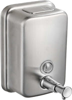 Durable commercial wall-mounted stainless steel soap dispenser with a large capacity for hand soap, rust-resistant design, perfect for bathrooms, hotels, restaurants or homes (brushed silver)