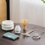 7-Piece Ceramic Matcha Tea Set with Bowl Whisk and Accessories, White