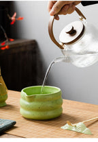 7-Piece Ceramic Matcha Tea Set with Bowl Whisk and Accessories, Green