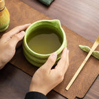 7-Piece Ceramic Matcha Tea Set with Bowl Whisk and Accessories, Green