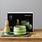 7-Piece Ceramic Matcha Tea Set with Bowl Whisk and Accessories, Green
