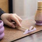 7-Piece Ceramic Matcha Tea Set with Bowl Whisk and Accessories, Purple