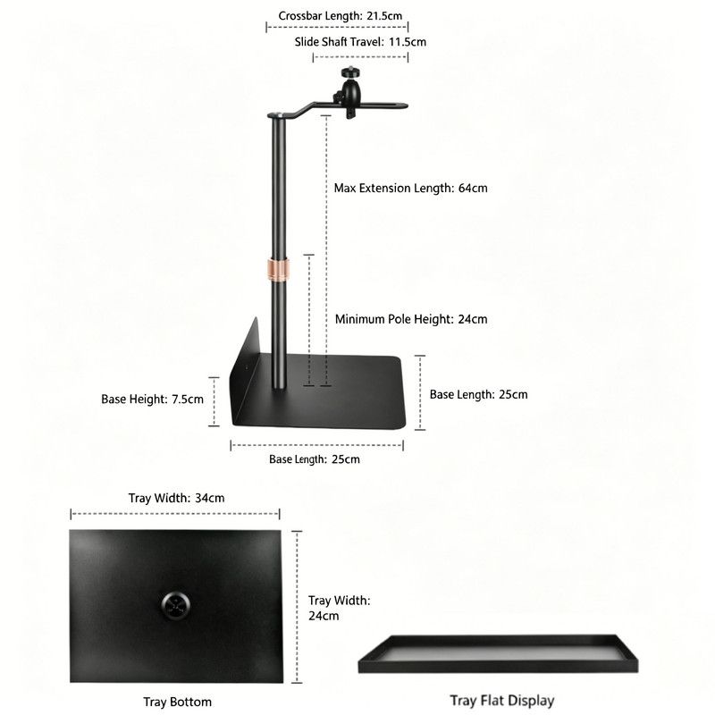 Hidden No-Drill Projector Stand, Sofa Bed Gap Floor Projector Mount with Adjustable Height, 360° Rotatable Tray, for Bedroom Home Theater