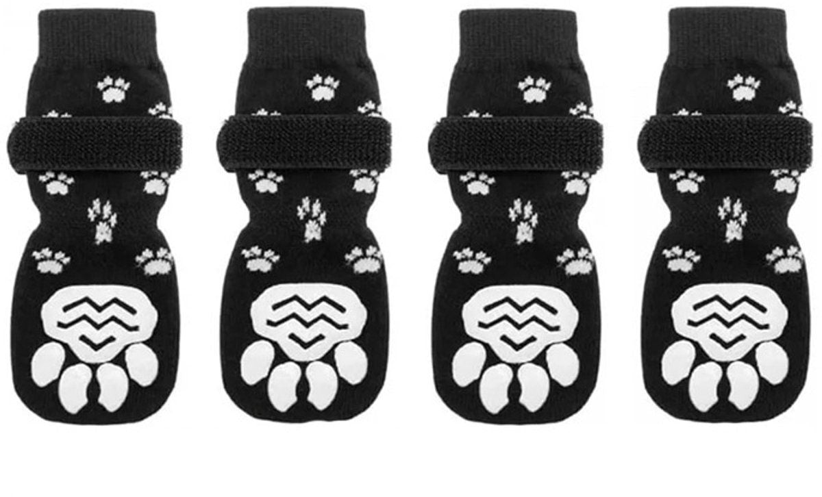 4 Piece Dog Grip Socks Non Slip Adjustable Paw Protection Winter, Size L, 7 x 18.5 cm