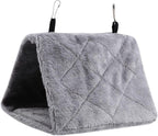 Pet Bird Hammock Plush Hanging Bed Black and Blue, Size M