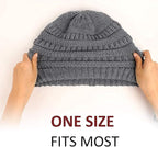 Womens Slouchy Ski Hat Warm with Satin Lining Dark Gray, 52-60 cm