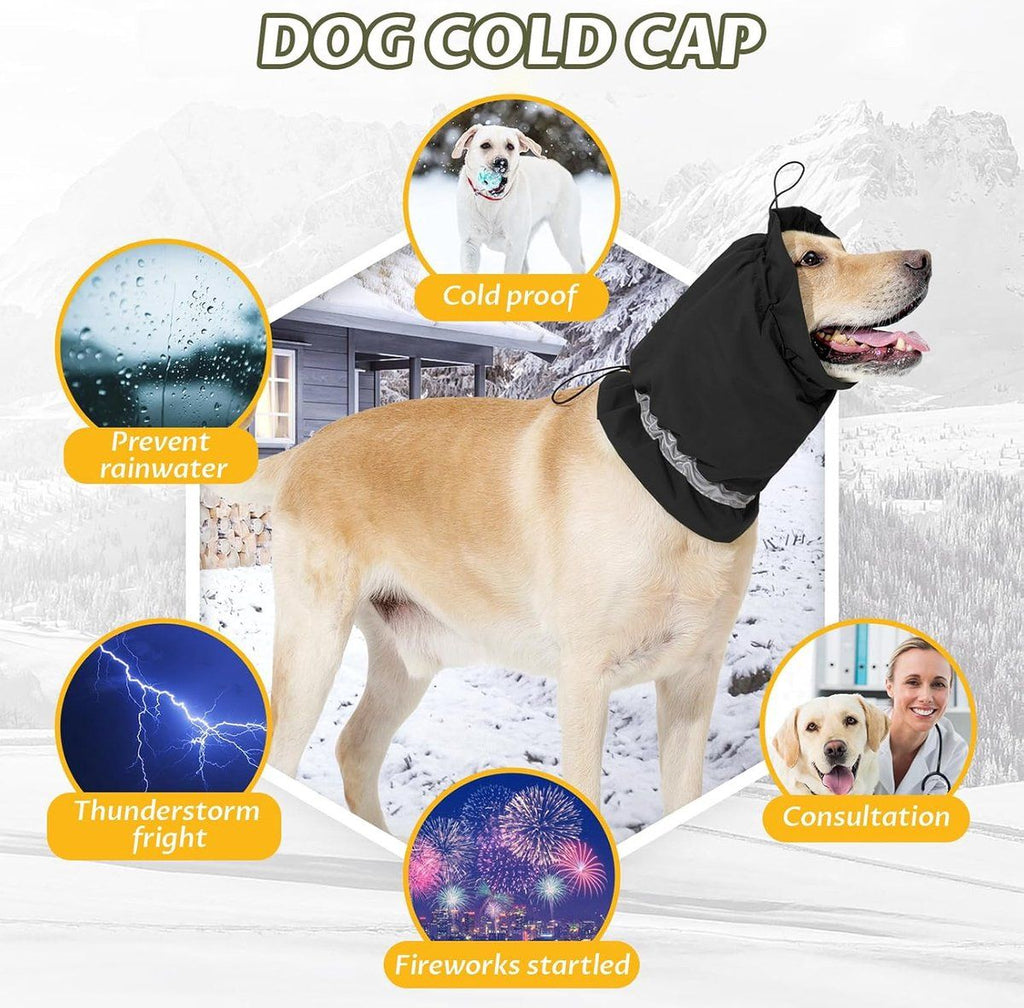 Dog Winter Earmuffs Calming Waterproof Snowproof Black, Size S, 40-54 cm