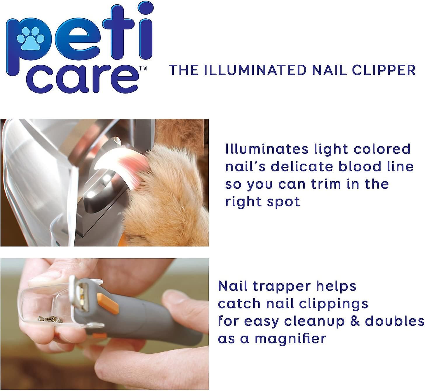 Pet Nail Clippers with LED Light 5x Magnifier and Nail Catcher for Cats and Dogs