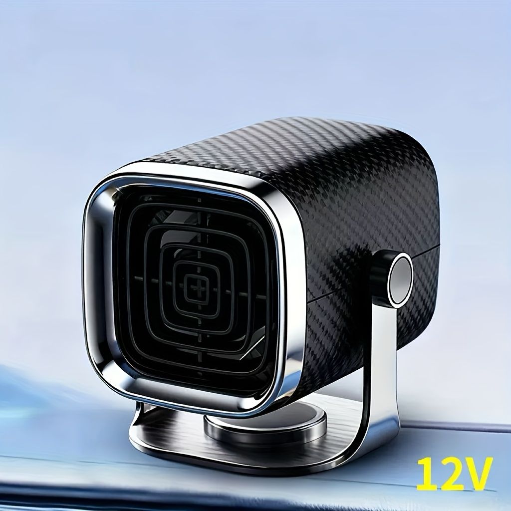 Portable Car Heater Defroster Dehumidifier with 360 Degree Base USB Connector Black, 12V