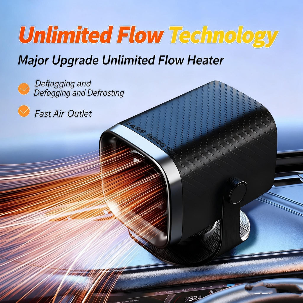 Portable Car Heater Defroster Dehumidifier with 360 Degree Base USB Connector Black, 12V