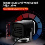 Portable Car Heater Defroster Dehumidifier with 360 Degree Base USB Connector Black, 12V