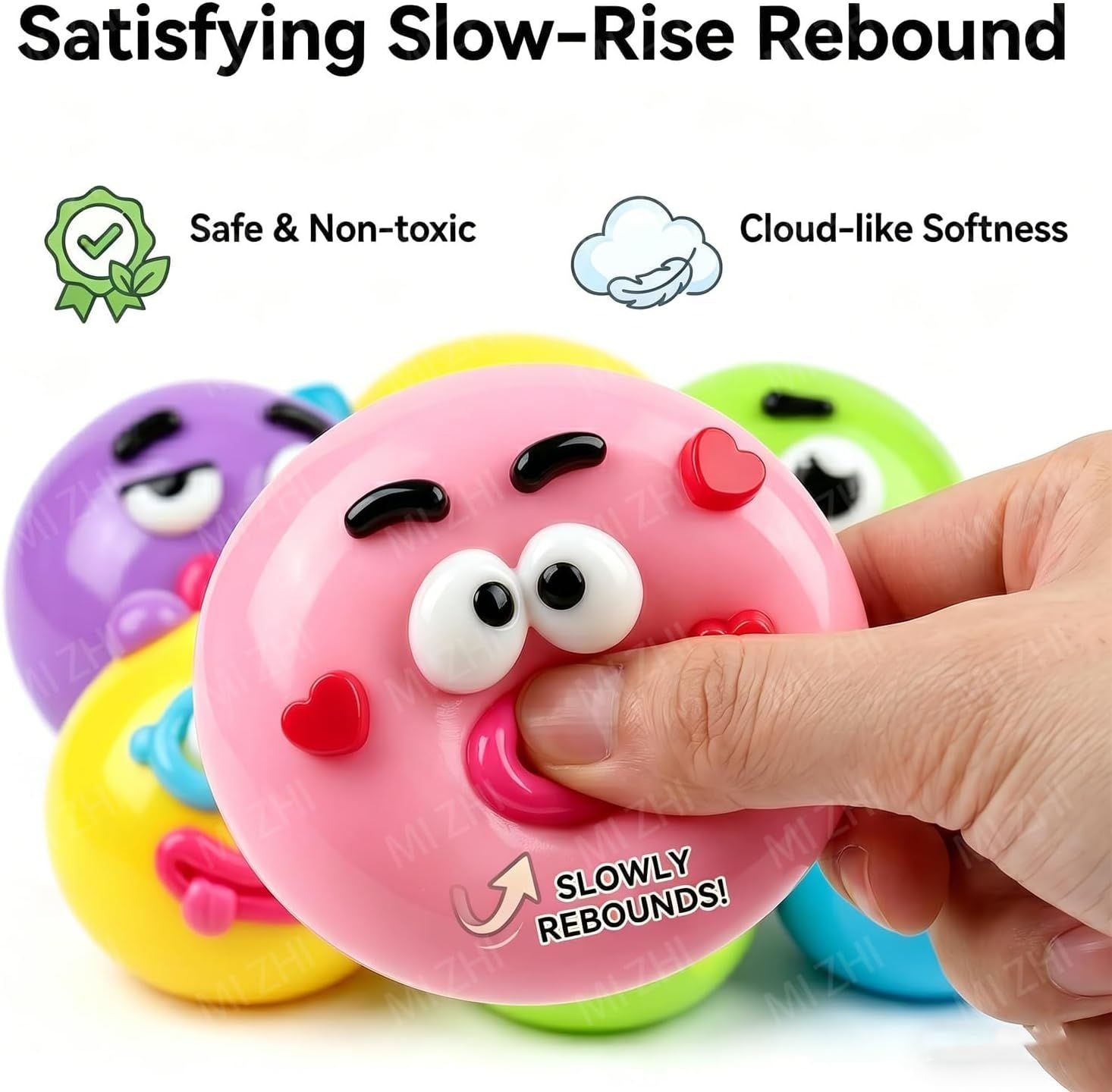 Dog Face Squishy Stress Ball Slow Rising Sensory Toy for Anxiety Relief Green