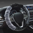 Super Soft Plush Car Steering Wheel Cover Faux Fur Winter Warm Black B