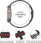 Stainless Steel Watch Band Compatible with Apple Watch Ultra Series Black Red, 38mm/ 40mm/ 41mm