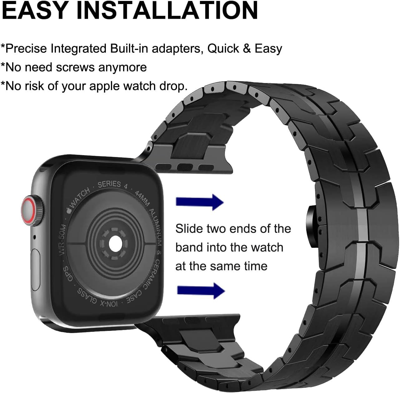 Stainless Steel Watch Band Compatible with Apple Watch Ultra Series Black Red, 42mm 44mm 45mm 49mm