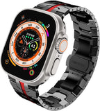 Stainless Steel Watch Band Compatible with Apple Watch Ultra Series Black Red, 42mm 44mm 45mm 49mm